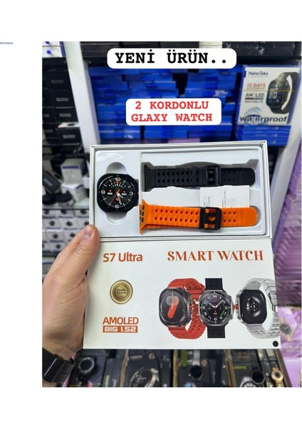Şık Akıllı Saat, Amoled Ekran, Çift Kordon, Yeni Kasa, Siyah Renk