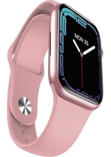 Mini Gümüş Kasa Akıllı Saat, Gps, Nfc, Siri Desteği, Pembe Kordon