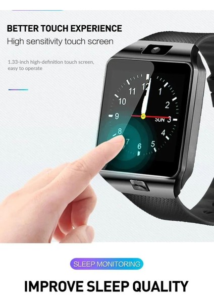 Siyah Akıllı Saat, Uyku Takibi, Telefon, Egzersiz Izleyici, Uzaktan Kumanda, Müzik Çalar