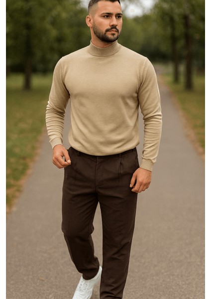 Erkek Yarım Balıkçı Ince Basic Triko Kazak