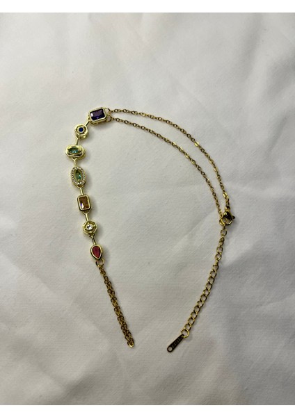 Altın Renk Çoklu Renkli Taşlı Zarif Şahmeran Bileklik Satıcının Orta