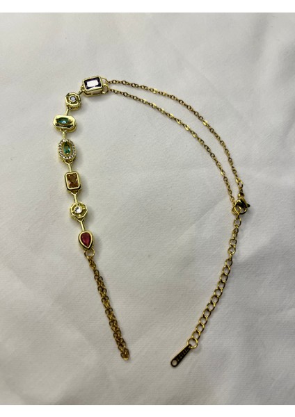 Altın Renk Çoklu Renkli Taşlı Zarif Şahmeran Bileklik Satıcının Orta modelleri