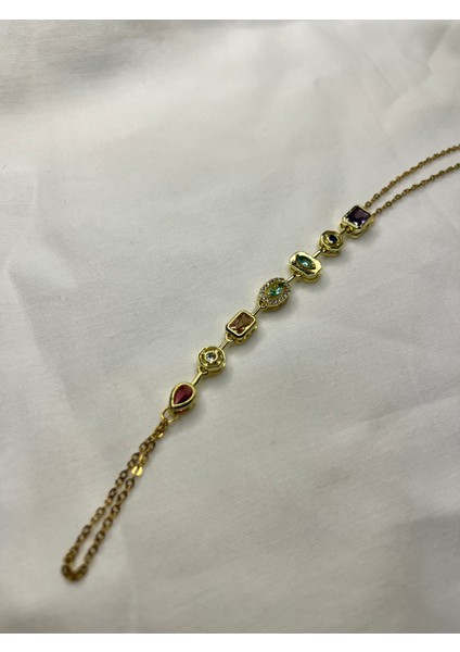 Altın Renk Çoklu Renkli Taşlı Zarif Şahmeran Bileklik Satıcının Orta fırsatları