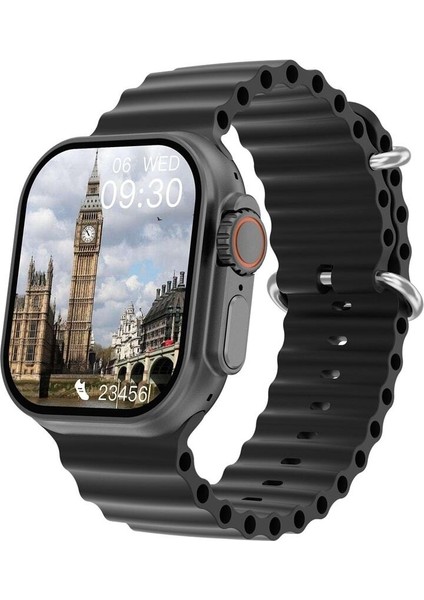 Siyah 49MM Akıllı Saat, 2.08 Inç Ekran, Nfc, Sesli Görüşme, Sağlam ve Şık Tasarım