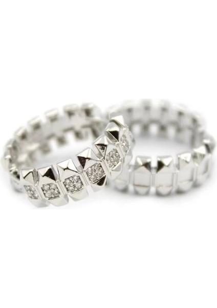 Taşlı Halka Küpe - Gümüş