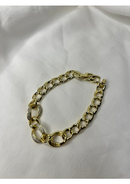 Xuping Altın Kaplama Gold Renk Taş Detaylı Halka Zincir Kadın Bileklik-Günlük Kullanıma Uygun fırsatları