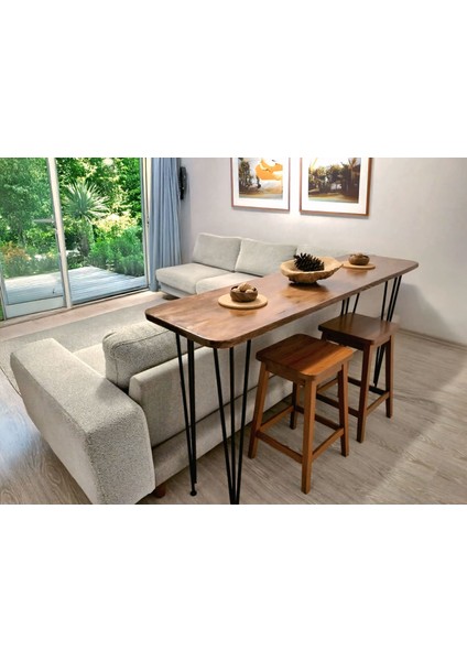 %100 Masif Ahşap Bar Masası | Mutfak Adası, Kahve Köşesi, Yemek Masası, Oturma Odası Bistro Alanı