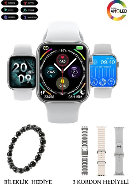 Şık Akıllı Saat, Amoled Ekran, Gps, Nfc, Siri ve Chatgpt Destekli, Metal ve Silikon Kordonli
