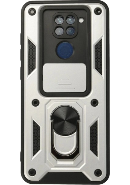 Xiaomi Redmi Note 9 Kılıf Pars Lens Yüzüklü Silikon - Gümüş