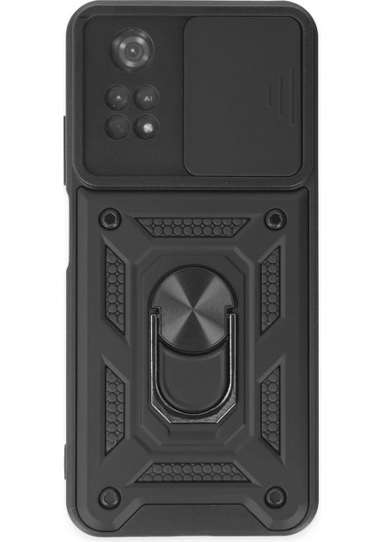 Xiaomi Poco M4 Pro 4g Kılıf Pars Lens Yüzüklü Silikon - Siyah