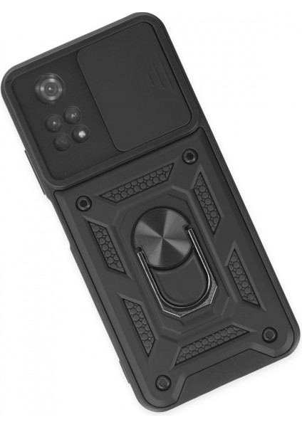 Xiaomi Poco M4 Pro 4g Kılıf Pars Lens Yüzüklü Silikon - Siyah modelleri