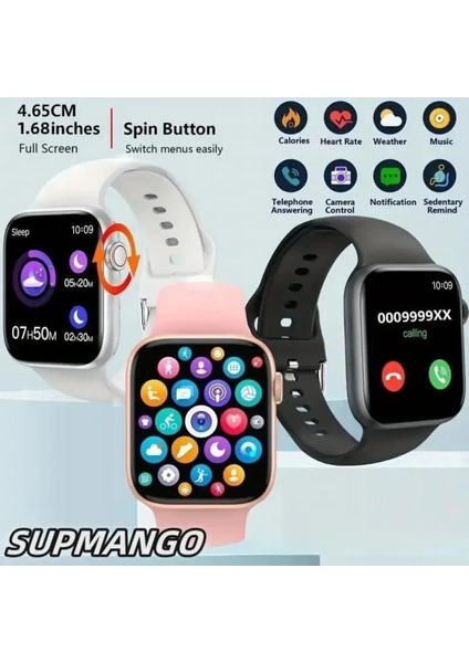 Beyaz Akıllı Saat 2023, Nfc, Gps, Bluetooth, Siri, Çağrı, Android Uyumlu fırsatları