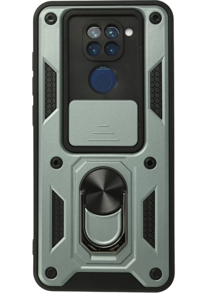 Xiaomi Redmi Note 9 Kılıf Pars Lens Yüzüklü Silikon - Yeşil