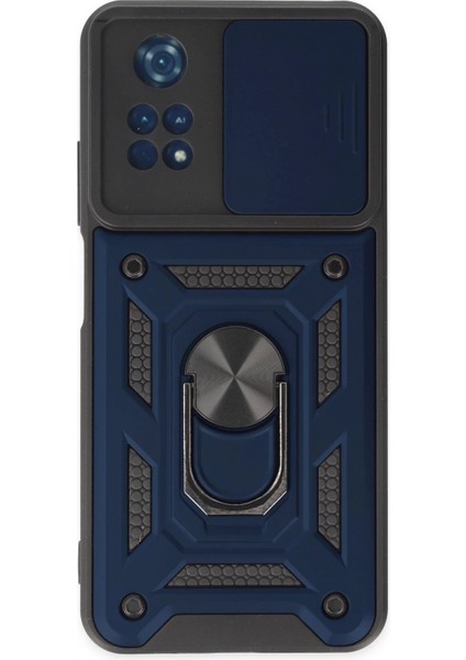 Xiaomi Poco M4 Pro 4g Kılıf Pars Lens Yüzüklü Silikon - Lacivert