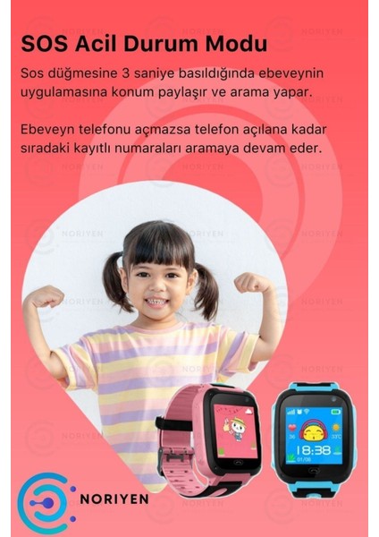 Kırmızı Renkli, Sim Kartlı, Akıllı Çocuk Saati, Manyetik Şarj, Suya Dayanıklı Özelliklerle