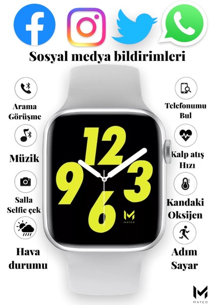 Beyaz ve Siyah Kordonlu Akıllı Saat Seti, Şık ve Fonksiyonel Tasarım fiyatları