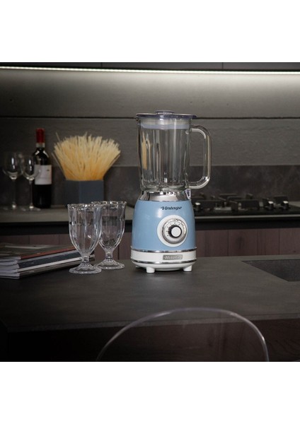 Mavi Vintage Cam Blender 1000W, Şık ve Güçlü Çok Renkli Tasarım indirimleri