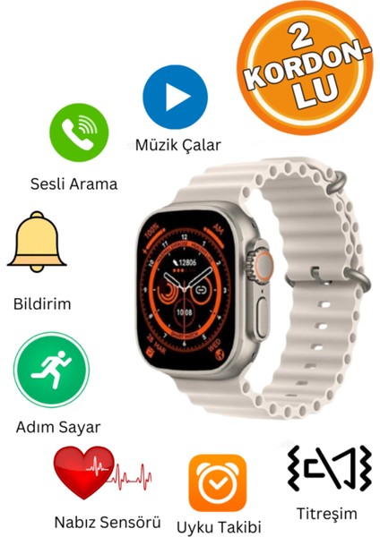 Tüm Telefonlara Uyumlu Akıllı Saat 49MM Metal Kasa Sesli Bildirim Siri Asistan