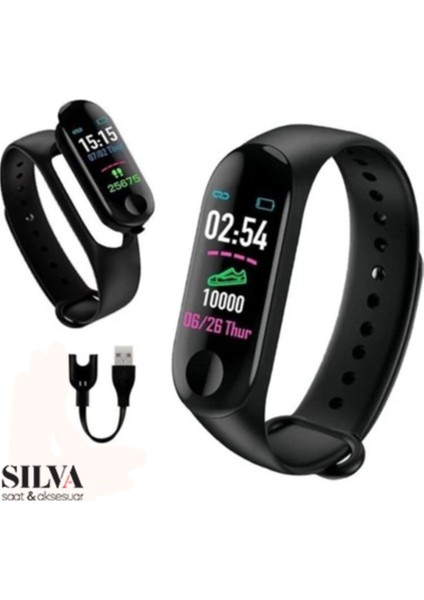 Siyah Akıllı Bileklik, Ios ve Android Uyumlu, Bildirim ve Spor Modu Özellikli fırsatları