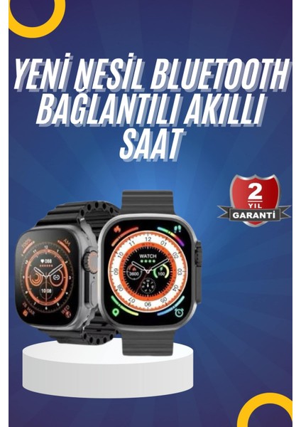 Gümüş Kasa 45MM Çok Renkli Akıllı Saat, Titreşimli ve Şık Tasarım