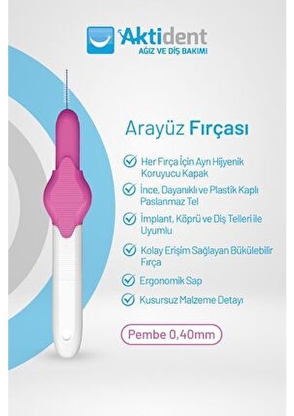 Arayüz Fırçası Esnek Kıllar ile 1.8 mm Pembe 4 Adet Ağız ve Diş Bakımı İçin fiyatları