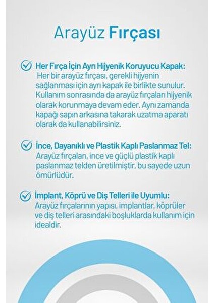 Arayüz Fırçası Esnek Kıllar ile 1.8 mm Pembe 4 Adet Ağız ve Diş Bakımı İçin modelleri