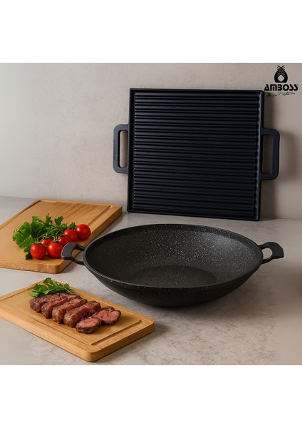 Prochef 2 Parça Döküm Izgara Gözleme Sac Tava