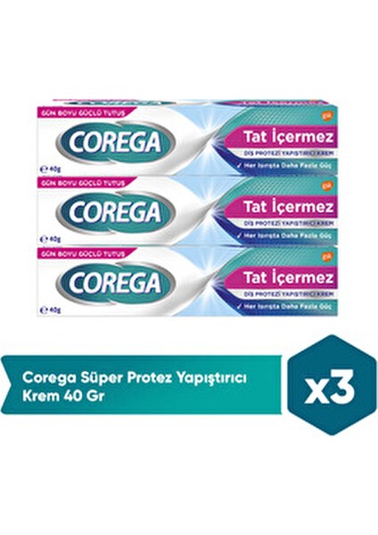 Süper Protez Yapıştırıcı Krem Naneli Gün Boyu Güçlü Tutuş 40 gr x3 Adet fiyatları