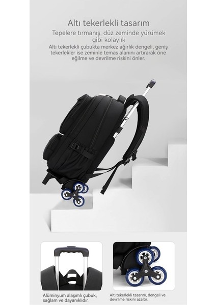 Ortaokul Öğrencileri, Ilkokul Öğrencileri, Ikinci Ila Altıncı ve Dokuzuncu Sınıf Erkekler Için Yeni Arabalı Okul Çantası, Çok Katmanlı Büyük Kapasiteli Su Geçirmez (Yurt Dışından) fiyatları