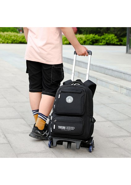 Ortaokul Öğrencileri, Ilkokul Öğrencileri, Ikinci Ila Altıncı ve Dokuzuncu Sınıf Erkekler Için Yeni Arabalı Okul Çantası, Çok Katmanlı Büyük Kapasiteli Su Geçirmez (Yurt Dışından) fırsatları