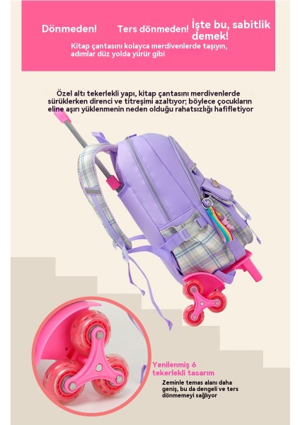 Yeni Ilköğretim Öğrencisi Trolley Okul Çantası 1-3456 Sınıf Kadın Ortaokul Öğrencisi Sevimli Çocuk Su Geçirmez Büyük Kapasiteli (Yurt Dışından) modelleri