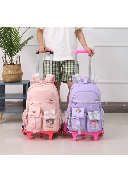 Yeni Ilköğretim Öğrencisi Trolley Okul Çantası 1-3456 Sınıf Kadın Ortaokul Öğrencisi Sevimli Çocuk Su Geçirmez Büyük Kapasiteli (Yurt Dışından) fırsatları