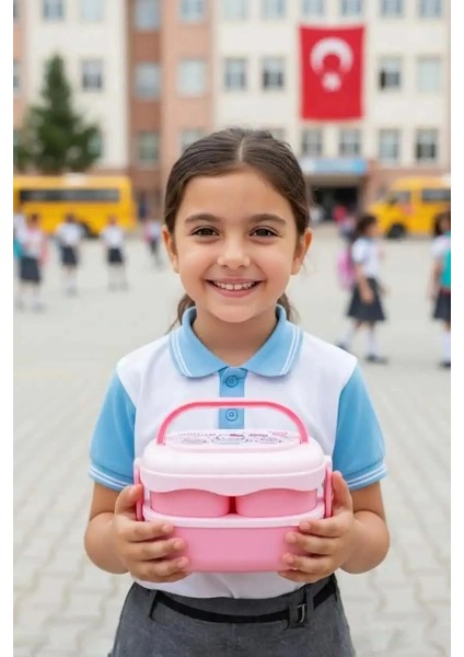 Sanrio Lisanslı Hello Kitty Çift Katmanlı Askılı Yemek Kabı fiyatları