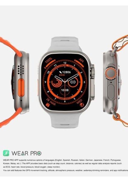 49MM Akıllı Saat, Gps, Nfc, Siri, Uyumlu, Siyah, 2.05 Inç Ekran