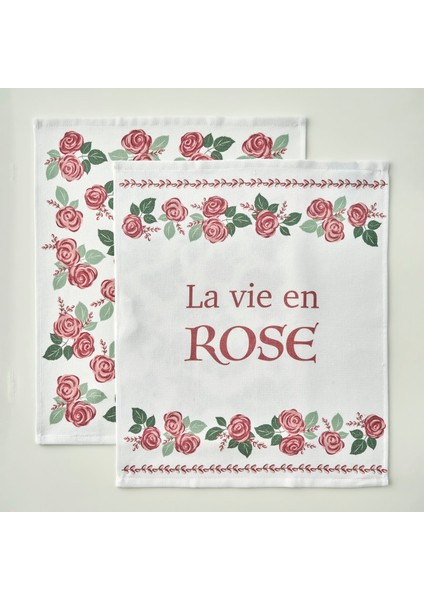 Rose Pamuklu Baskılı Kurulama Bezi 2'li Krem (40X50 Cm)
