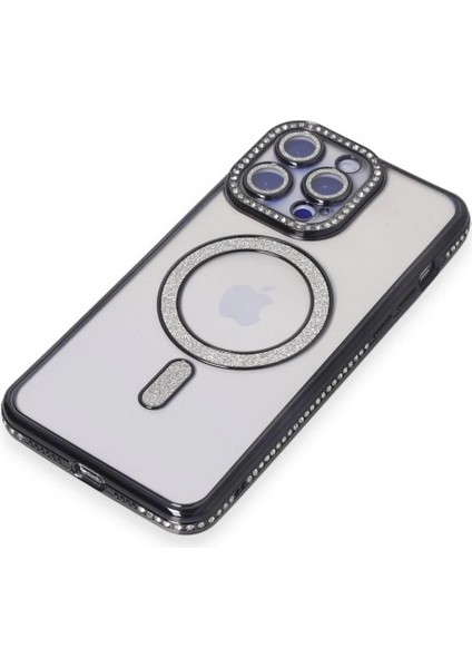 iPhone 14 Pro Max Kılıf Joke Simli Magneticsafe Kılıf - Siyah modelleri