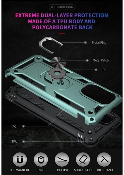 Xiaomi Poco F3 Kılıf Sofya Yüzüklü Silikon Kapak - Yeşil indirimleri