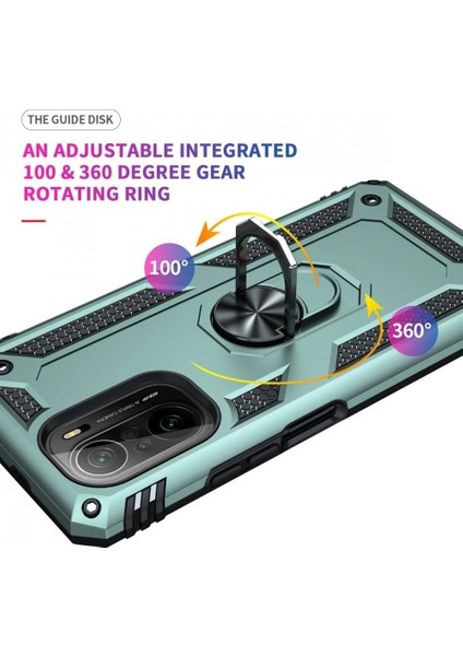 Xiaomi Poco F3 Kılıf Sofya Yüzüklü Silikon Kapak - Yeşil