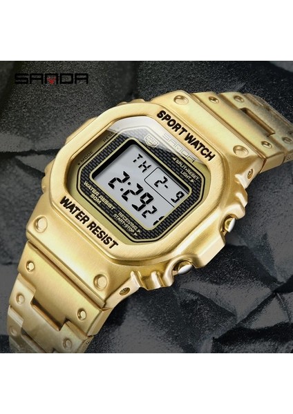 Açık LED Dijital Spor Saatler Erkekler Paslanmaz Çelik Üst Marka Lüks Zaman Dilimi Su Geçirmez Casıo (Yurt Dışından)