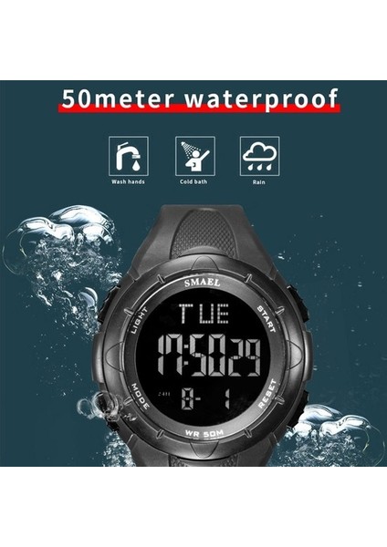 Kırmızı Smael Yeni Askeri Açık Erkek Saatler LED Dijital Ekran Silikon Casıo Su Geçirmez Spor Izle Erkekler Kol Saati Relogio Masculino (Yurt Dışından) modelleri