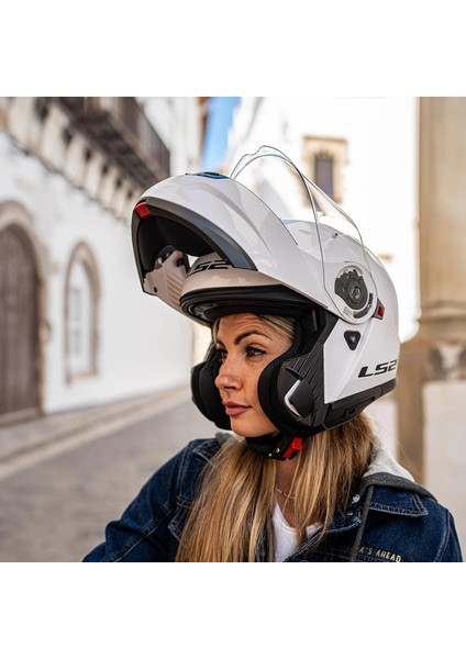 Strobe 2 Çene Açılır Kask Beyaz