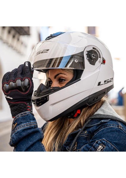 Strobe 2 Çene Açılır Kask Beyaz