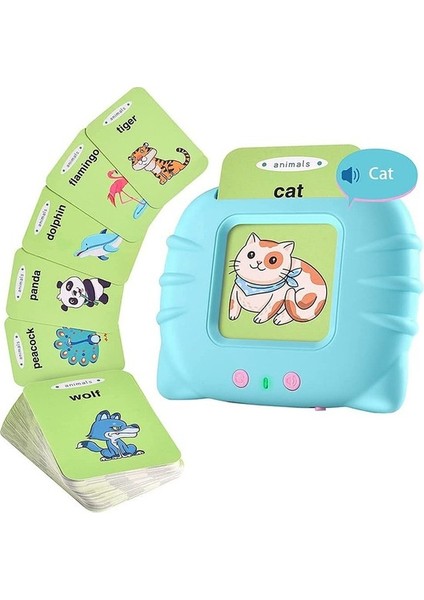 224 Adet Flash Kart Şarjlı Sesli Eğitici Okul Öncesi Eğitim Dil Oyuncağı Ingilizce - Pembe (Yurt Dışından)