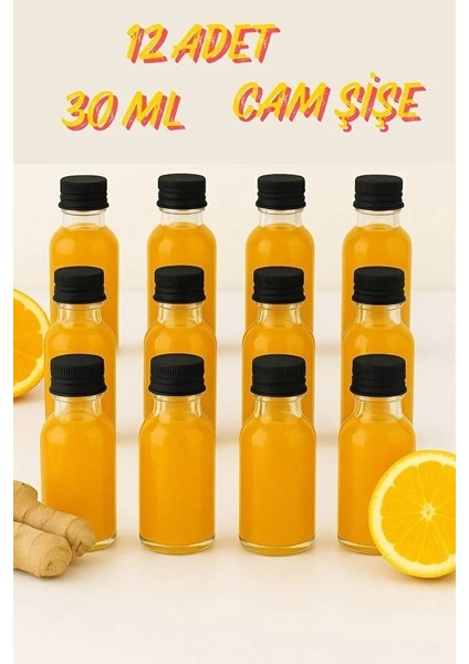 12 Adet Şeffaf Cam Shot Şişesi Sızdırmaz Siyah Plastik Kapaklı Kolonya Koku Süs Çok Amaçlı Şişe 30ML fiyatları