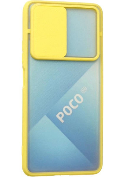 Xiaomi Poco F3 Kılıf Palm Buzlu Kamera Sürgülü Silikon - Sarı modelleri