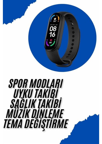 Renkli Akıllı Bileklik M6 Adımsayar, Spor Modları, Çağrı ve Türkçe Menü