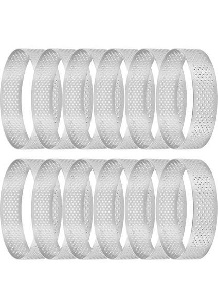 12'li Paket Paslanmaz Çelik Tart Halkası, Delikli Kek Mus Halkası, Kek Halkası Kalıbı, Yuvarlak Kek Pişirme Aletleri 6 cm (Yurt Dışından) modelleri