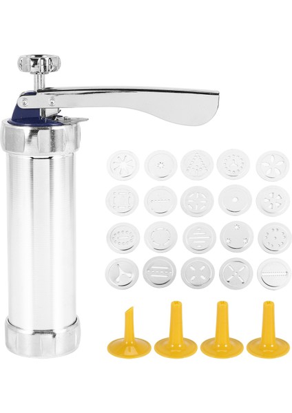 Kurabiye Presi Paslanmaz Çelik Spritz Kurabiye Presi, 20 Kurabiye Kalıp Diski ve Kendin Yap Bisküvi Için 4 Sıkma Ucu ile Sırlama Kiti (Yurt Dışından)