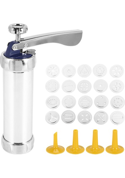 Kurabiye Presi Paslanmaz Çelik Spritz Kurabiye Presi, 20 Kurabiye Kalıp Diski ve Kendin Yap Bisküvi Için 4 Sıkma Ucu ile Sırlama Kiti (Yurt Dışından) fiyatları