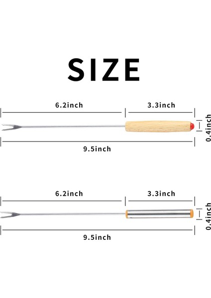 24'lü Paket Paslanmaz Çelik Fondü Çatalı, 12 Ahşap Sap ve 12 Paslanmaz Çelik Sap, Isıya Dayanıklı S'mores Çubukları (Yurt Dışından) fiyatları